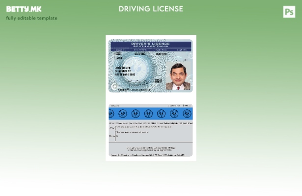 Модерен стил на шаблон за возачка дозвола во Јужна Австралија